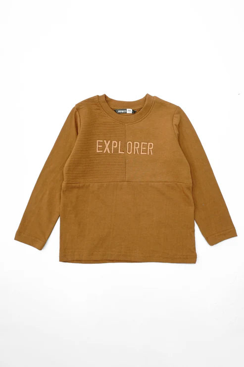 Pep&Co Girl's Explorer Embroidered Long Sleeve Tee Shirt