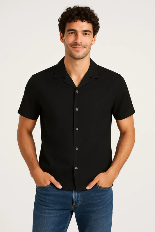 New Design Men's Stylish Half Sleeve Shirt - Soft Fabric, Long-lasting Style Formal look black color shir