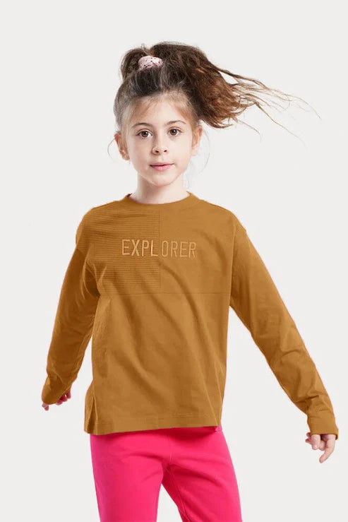 Pep&Co Girl's Explorer Embroidered Long Sleeve Tee Shirt